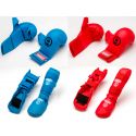 Pack KAMIKAZE mitt red and blue with thumb and Shin and foot protector red and blue (RFEK approved)