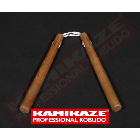 Nunchaku KAMIKAZE PROFESSIONAL KOBUDO, oak, round with triple rope, hand made